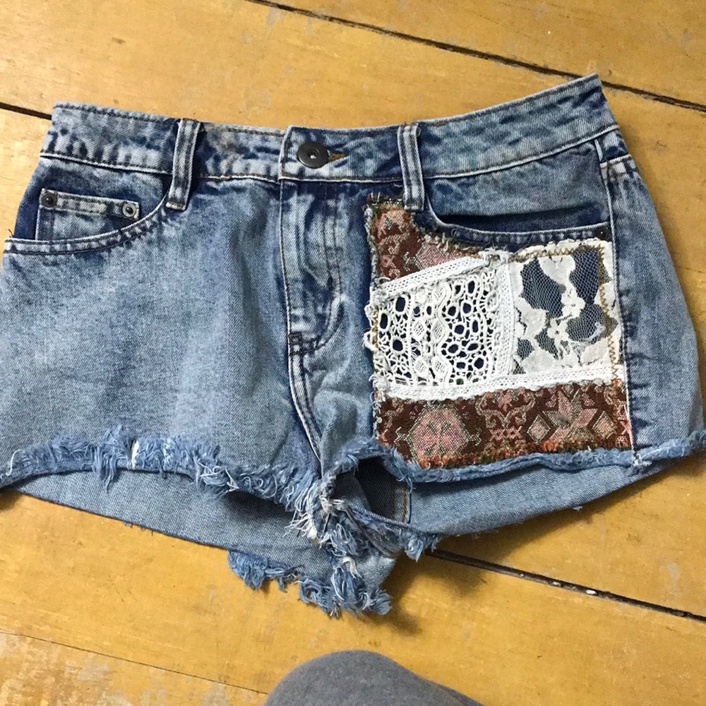 jean shorts with patchwork